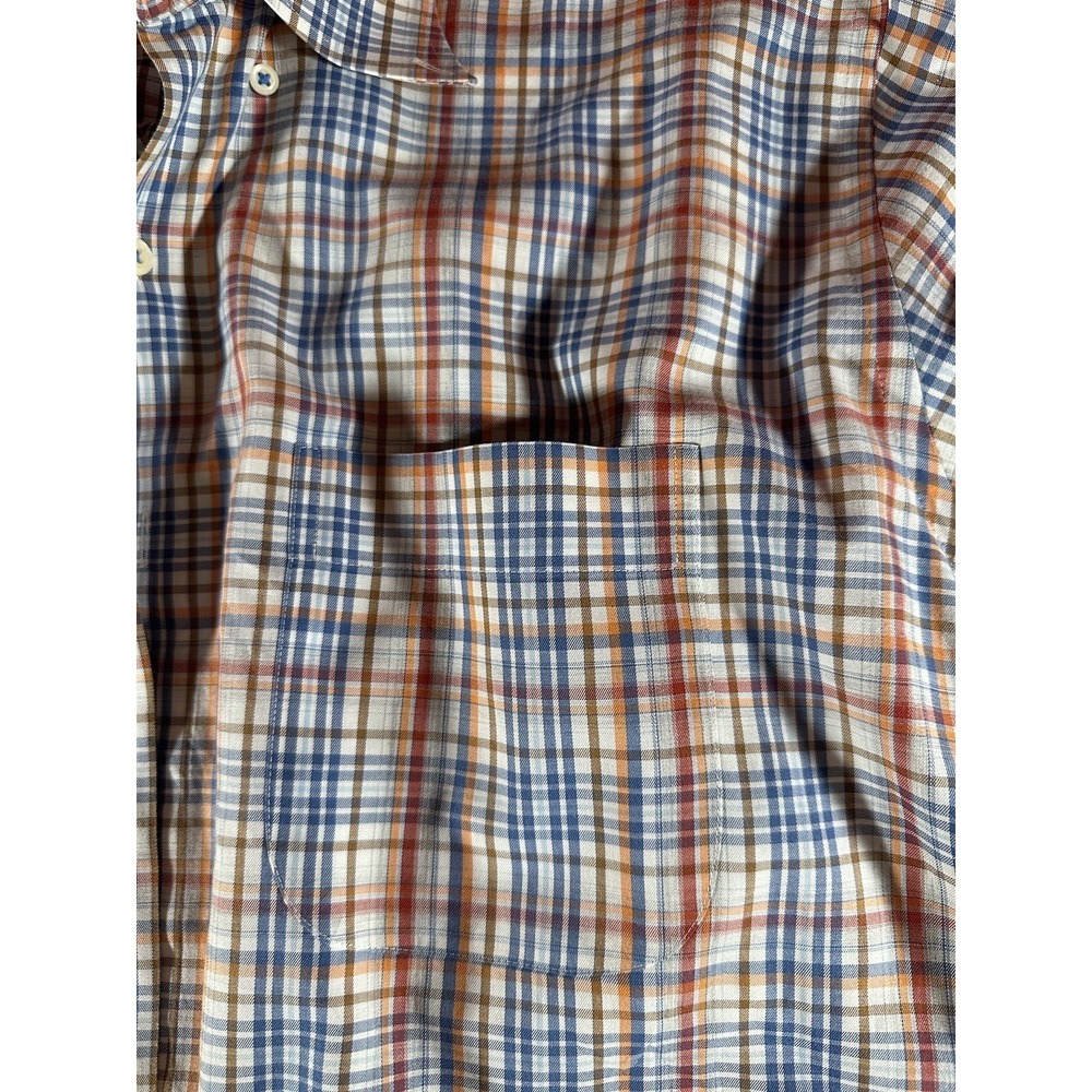 Peter Millar Shirt Adult Large Orange Multicolor Tartan Plaid Button Down Men's - Picture 6 of 12